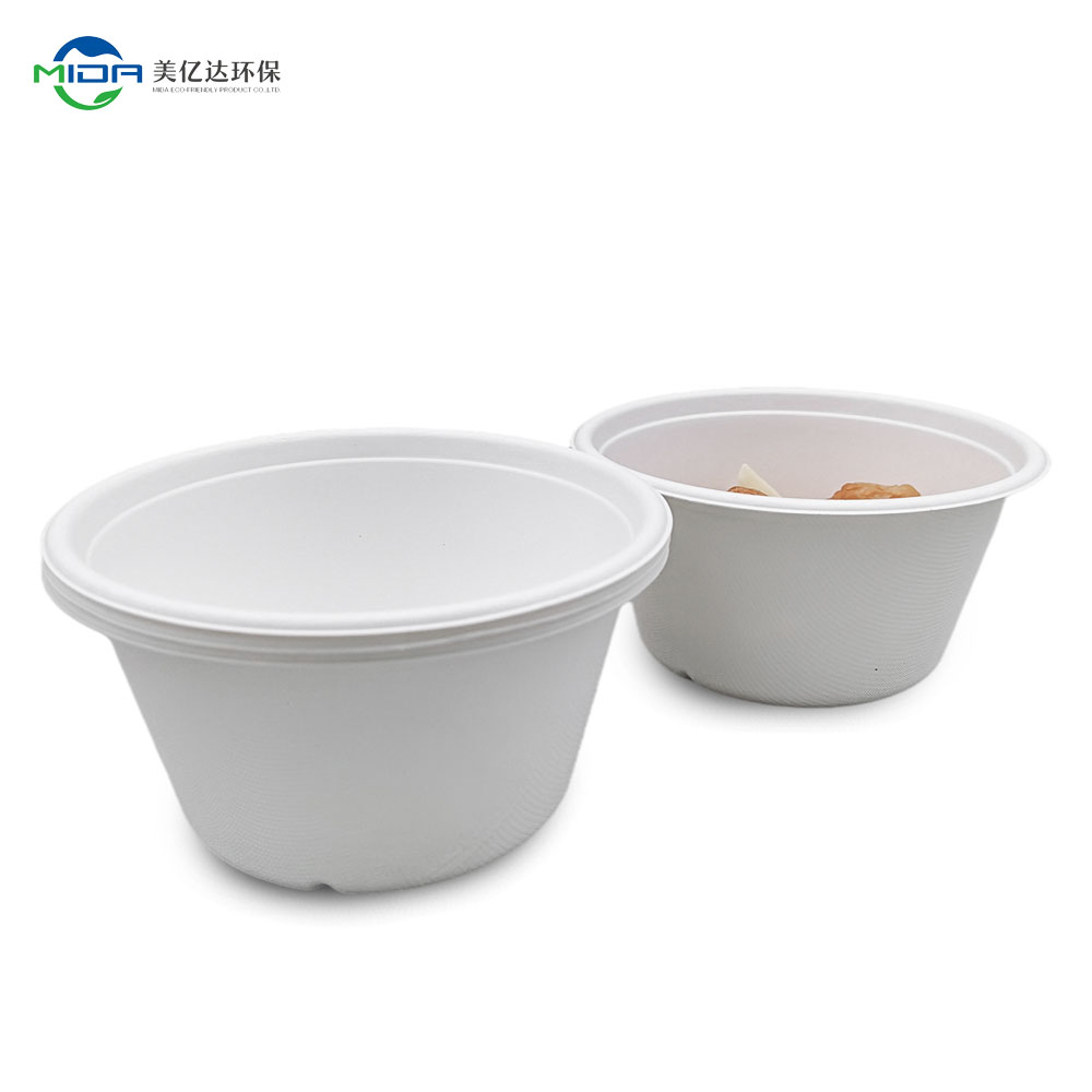 Degradable Sugarcane Food Containers Oatmeal Bowls with Lids-Bowl