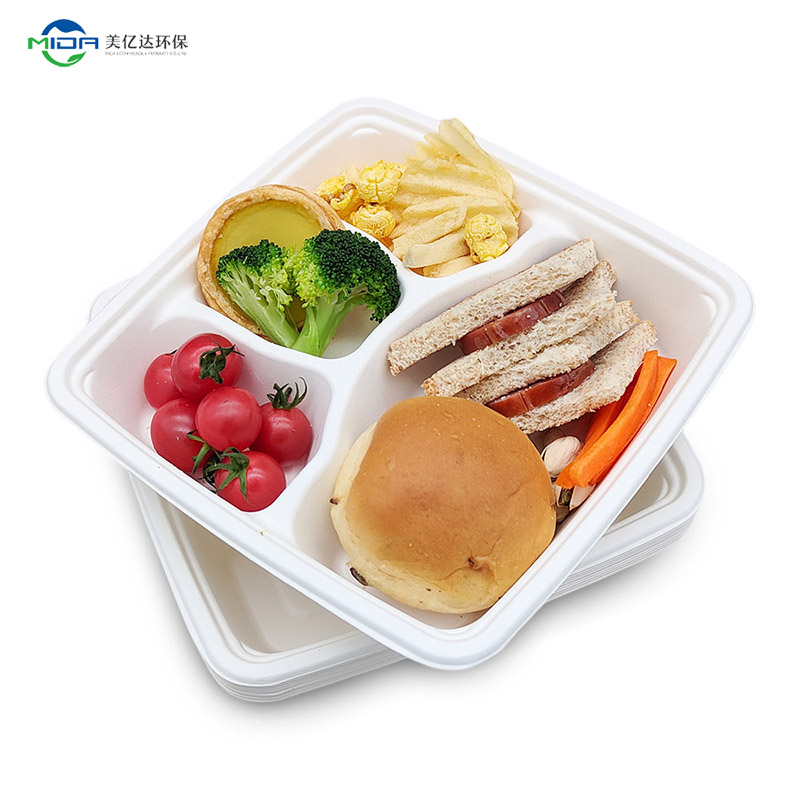 Bulk Compostable Plates Eco Disposable Tableware 9 Inch Fast Food Tray