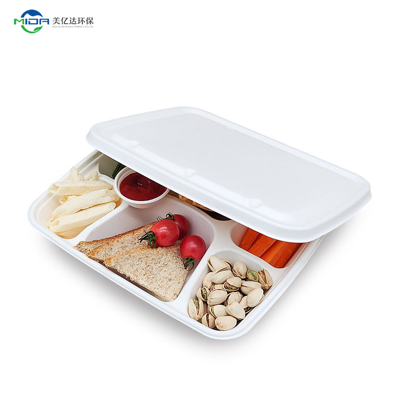 Biodegradable Clamshell Food Containers Sugarcane Bagasse Tray