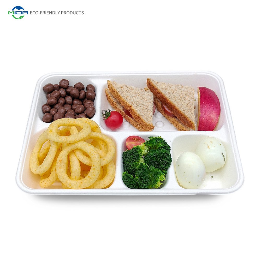 Eco-Friendly Biodegradable Compostable 4 Compartment Meat Food Tray