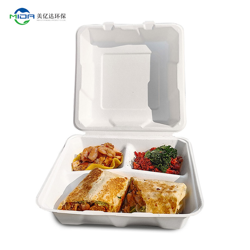 Biodegradable Lunch Box Paper Food Packaging with Compartment