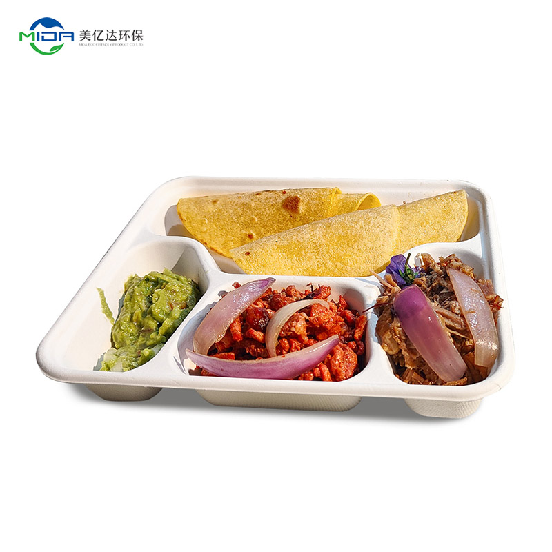 Microwave biodegradable 4 compartment disposable lunch box