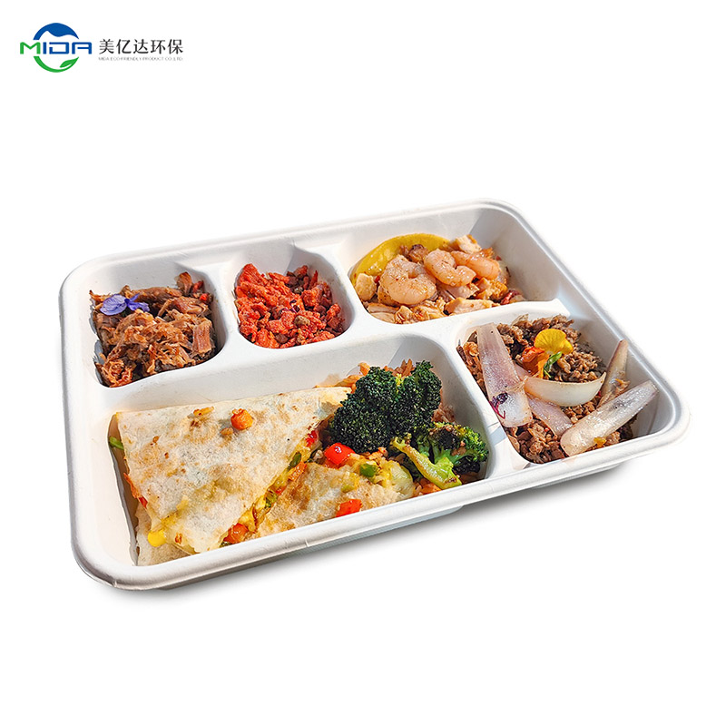 Biodegradable disposable 5 compartment bento paper boxes for pastry