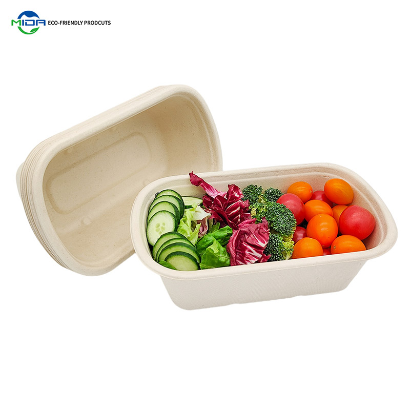 Biodegradable Food Packaging Eco-Friendly To Go Containers Sugarcane Bagasse 1200ml Salad Boxes