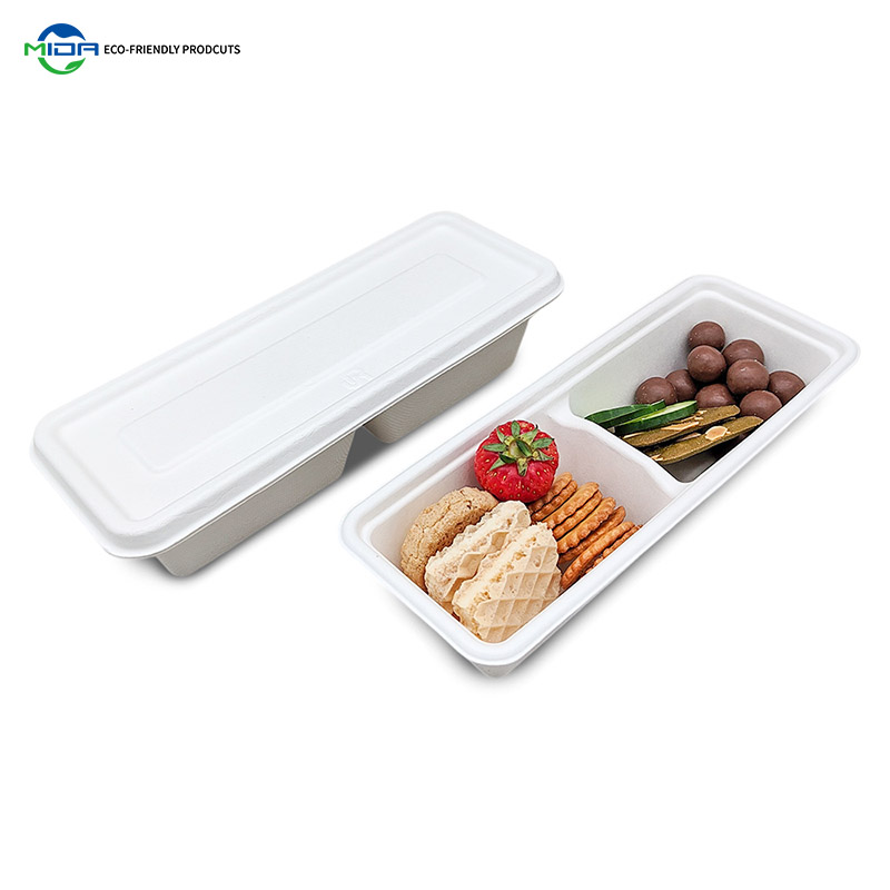 2 3 Compartment Wholesale Biodegradable Compostable Disposable Sugarcane Bagass Lunch Food Box with Lids